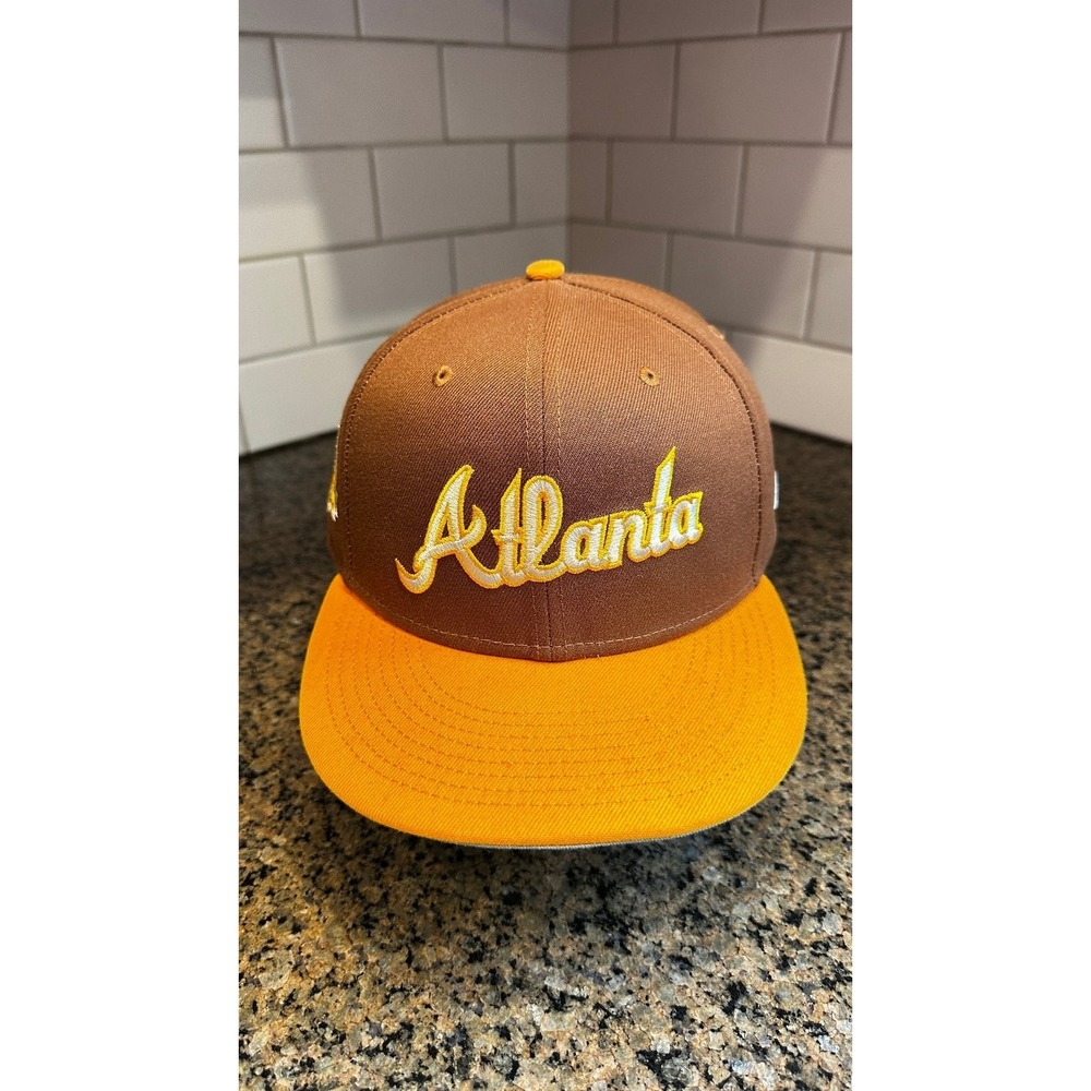 Atlanta Braves New Era 59FIFTY Fitted Hat 7 7/8 Brown Orange 30th Anniv